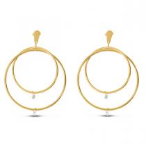 14K Yellow Gold Dashing Diamond Big Front Hoop Earrings