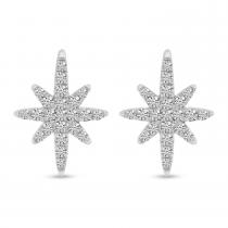 14K White Gold Small Diamond Starburst Stud Earrings