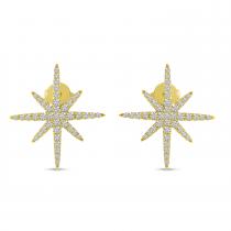 14K Yellow Gold Diamond Starburst Earrings