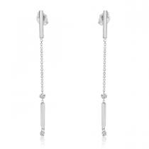 14K White .20ct Pierced Diamond Dangle Earrings