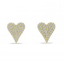 14K Yellow Gold Small Diamond Heart Post Earrings