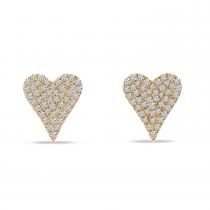 14K Rose Gold Small Diamond Heart Post Earrings