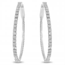 14K White Gold Diamond Flexible Hoop Earrings