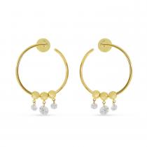 14K Yellow Gold Dashing Diamond Circle Hoop Earrings