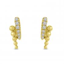 14K Yellow Gold Diamond Beaded 2-Row Linear Earrings