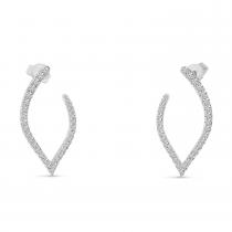 14K White Gold Diamond Petal Front Hoop Earrings