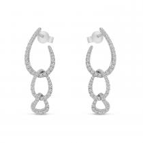 14K White Gold Diamond Chain Link Earrings