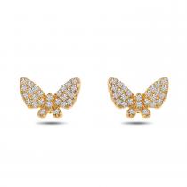 14K Rose Gold Diamond Butterfly Post Earrings