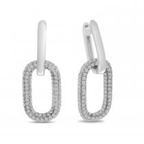 14k White Gold Diamond and Gold Link Earrings