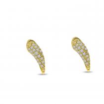 14K Yellow Gold Diamond Horn Post Earrings