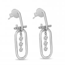 14K White Gold Dashing Diamond Large Paper Clip Earrings