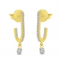 14K Yellow Gold Dashing Diamond Hook Earrings