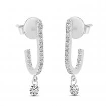 14K White Gold Dashing Diamond Hook Earrings