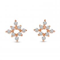 14K Rose Gold Diamond Mini Starburst Stud Earrings