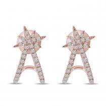 14K Rose Gold Diamond Starburst Huggie Earrings