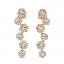 14K Rose Gold Zigzag Diamond Post Earrings