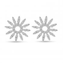 14K White Gold Diamond Burst Post Earrings