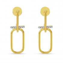 14K Yellow Gold Diamond wire Paperclip Earrings