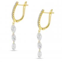 14K Yellow Gold Dashing Diamond Fancy Marquise Diamond Earrings