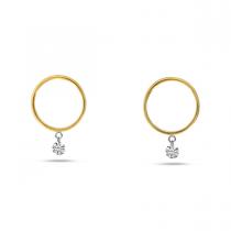 14K Yellow Gold Small Front Hoop .30 Ct Dashing Diamond Earrings