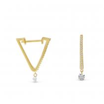 14K Yellow Gold Dashing Diamonds Triangle Huggie .30 Ct Diamond Earrings