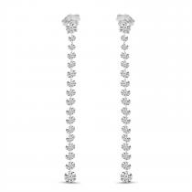 14K White Gold Dashing Diamond Stud with 17 Pierced Diamond Dangle Earrings