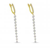 14K Yellow Gold Dashing Diamonds Huggie Cascading Earrings