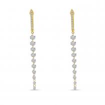 14K Yellow Gold Dashing Diamonds Huggie Cascading Earrings