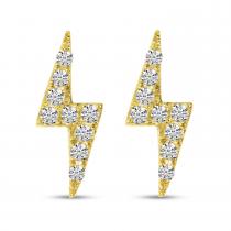 14K Yellow Gold Diamond Lightning Bolt Stud Earrings