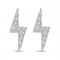 14K Yellow Gold Diamond Lightning Bolt Stud Earrings