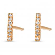 14K Rose Gold Diamond Bar Stud Earrings