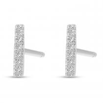 14K White Gold Diamond Bar Stud Earrings