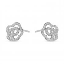 14K Yellow Gold Diamond Petite Flower Stud Earrings