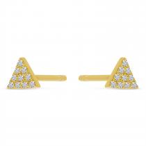 14K Yellow Gold Diamond Petite Triangle Stud Earrings