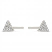 14K White Gold Diamond Petite Triangle Stud Earrings