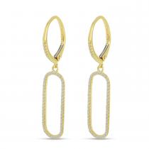 14K Yellow Gold Diamond Paperclip Earrings