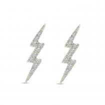 14K White Gold Small Diamond Lightning Bolt Stud Earrings