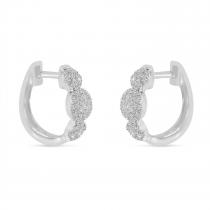 14K White Gold Triple Pave Diamond Huggie Earrings