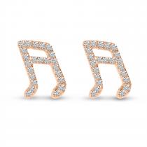 14K Rose Gold Diamond Music Note Stud Earrings