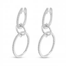 14K White Gold Double Diamond Hoop Earrings