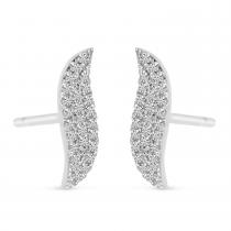 14K White Gold Diamond Pave Wave Stud Earrings