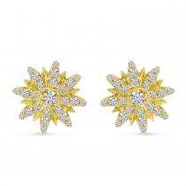 14K Yellow Gold Starburst Diamond Earrings