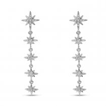 14K White Gold Celestial Diamond Dangle Earrings