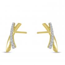 14K Yellow Gold Brushed Gold X Earrings