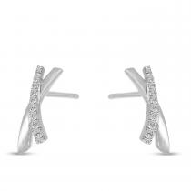 14K White Gold Brushed Gold X Earrings