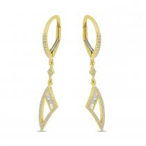 14K Yellow Gold Diamond Baguette Dangle Earrings