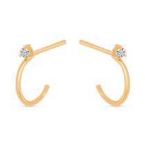 14K Rose Gold Single Diamond Post Huggie Earrings