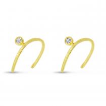 14K Yellow Gold Single Diamond Horseshoe Earrings