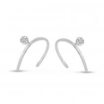 14K White Gold Single Diamond Horseshoe Earrings