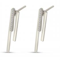 14K White Gold Diamond Linear Front Back Earrings